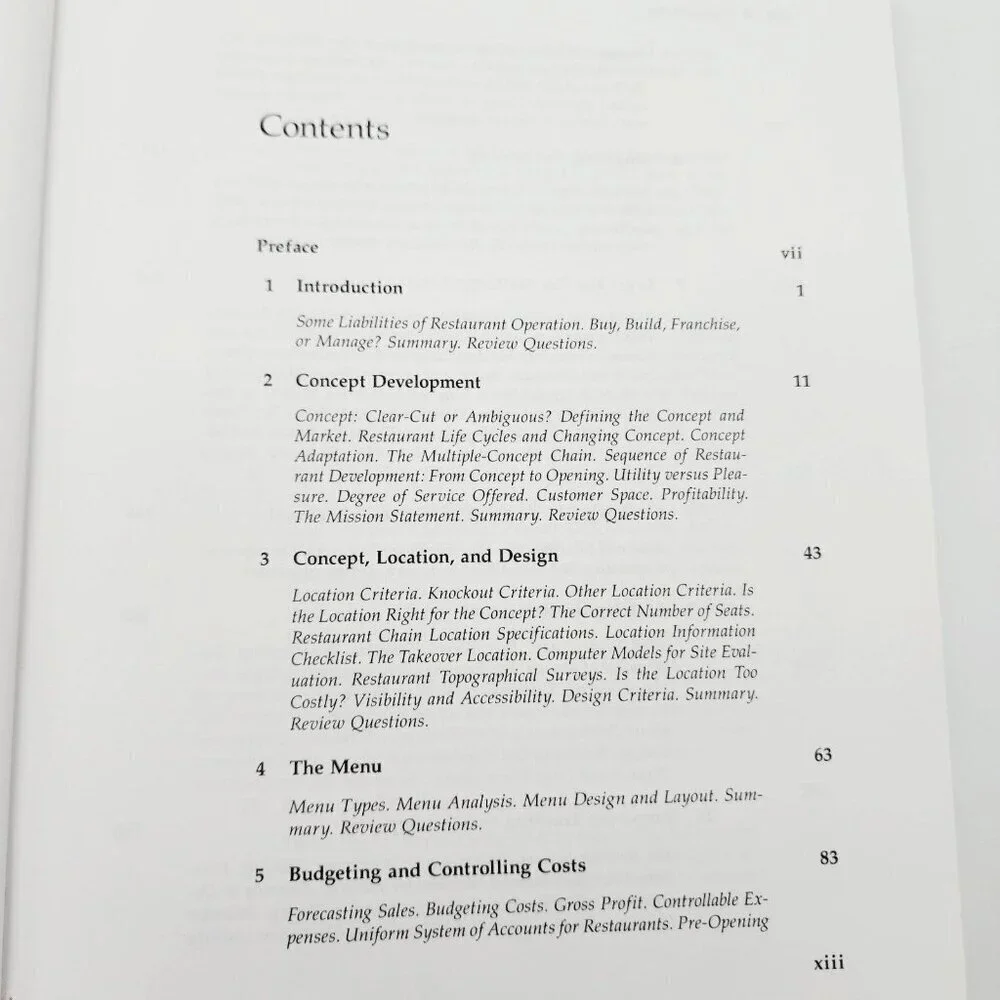 The Restaurant From Concept to Operation Textbook Lundberg Walker Hardcover